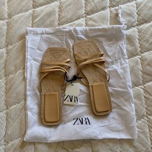 Zara NWT Jute Sole Strappy Sandals